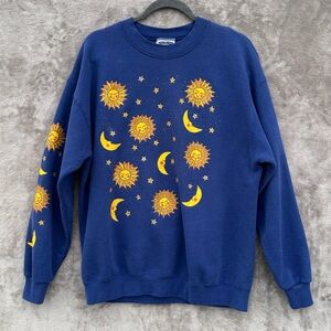 Rare vintage Lee sweatshirt crewneck sun moon stars heavyweight made in USA sz L